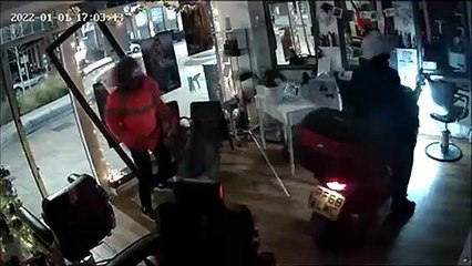 A moped is used in a ram-raid on a Dartford hair salon