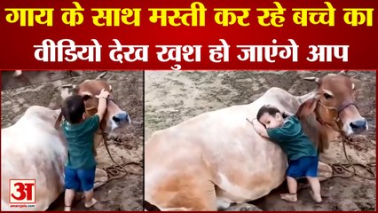 Child Play With Cow: गाय के साथ मस्ती कर रहे बच्चे का वीडियो। Cow Viral Video। Child Viral Video।