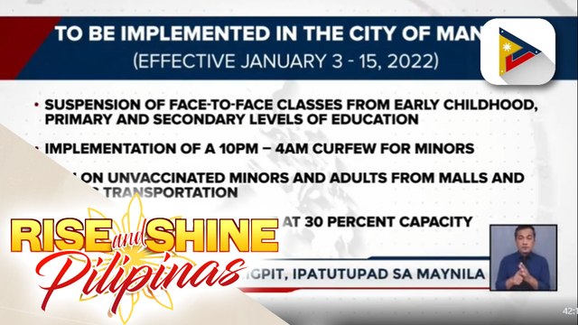 Ilang paghihigpit, ipatutupad sa Maynila; Curfew sa mga menor de edad mula 10 p.m. hanggang 4 a.m., epektibo na rin