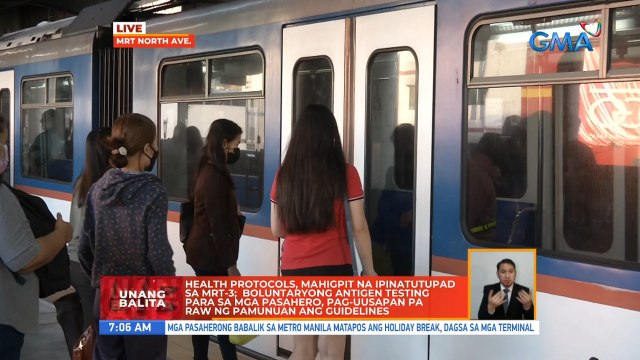 Health protocols, mahigpit na ipinatutupad sa MRT-3; boluntaryong antigen testing para sa mga pasahero, pag-uusapan pa raw ng pamunuan ang guidelines | UB