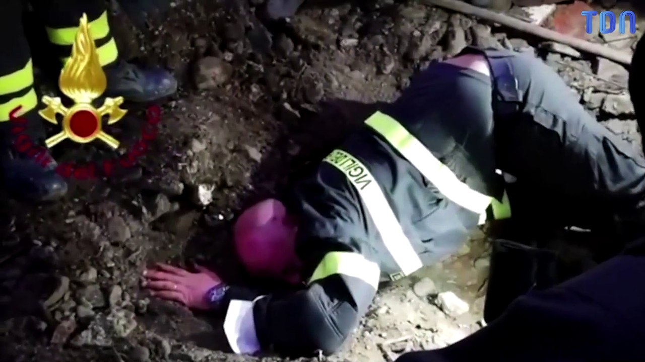 Sauvetage des deux chiens par des pompiers en Italie