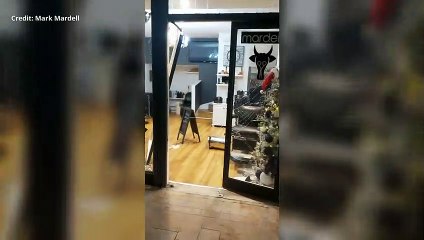 Footage showing the aftermath of a ram-raid on a salon in Dartford