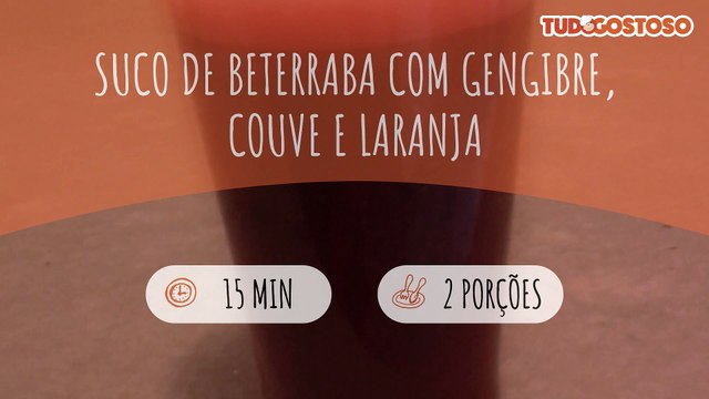 Suco de beterraba com gengibre, couve e laranja