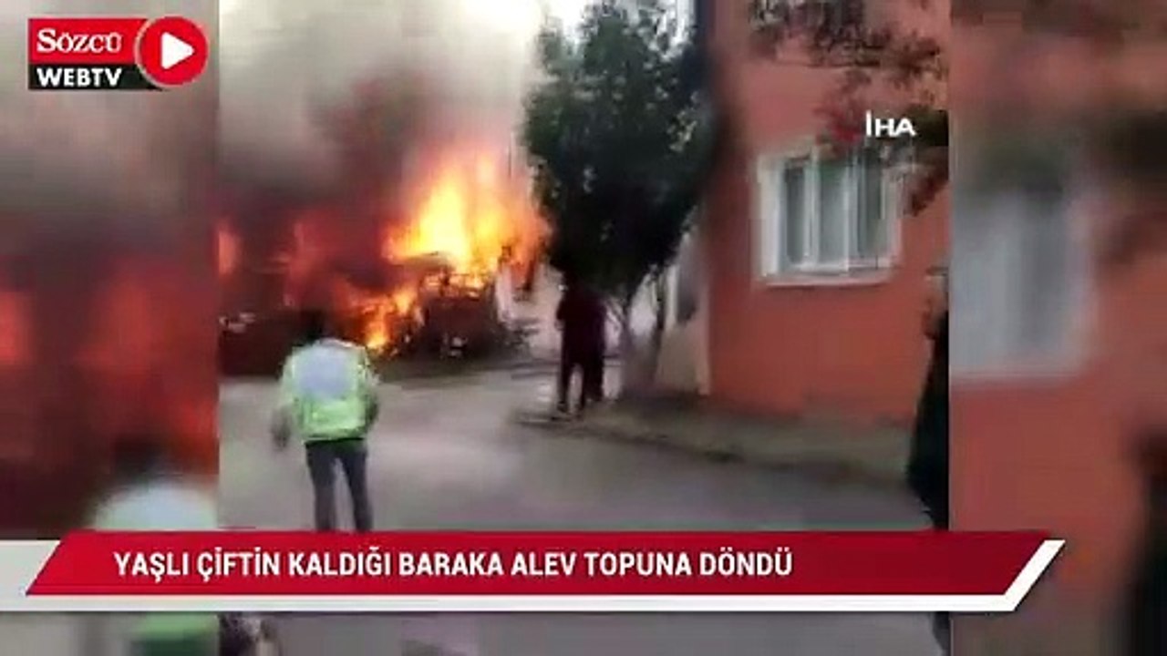 Yaşlı çiftin kaldığı baraka alev topuna döndü