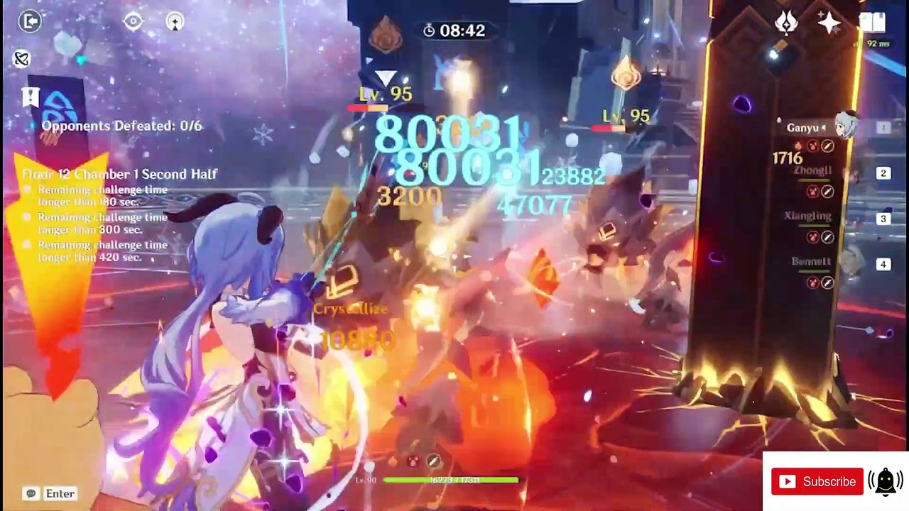 Ganyu C0 build DPS tan chảy giá rẻ + không Vũ Khí trấn - ngày cuối la hoàn tầng 12 ver2.3 #genshin