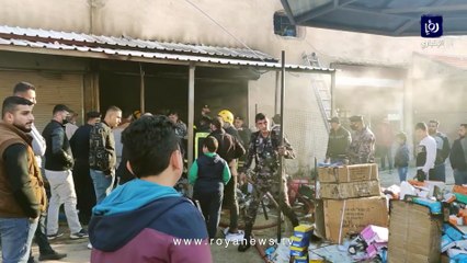 حريق في أحد المخازن التجارية في مجمع سفريات عجلون