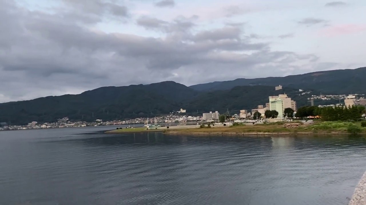 Sunset Suwa Lake : Run around the perimeter [Nagano Japan Vlog ASMR]