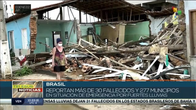 teleSUR Noticias 10:30 03-01: Declaran emergencia en 277 municipios de Brasil por fuertes lluvias
