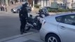 Car Rear Ends Police Motorbike While Reversing