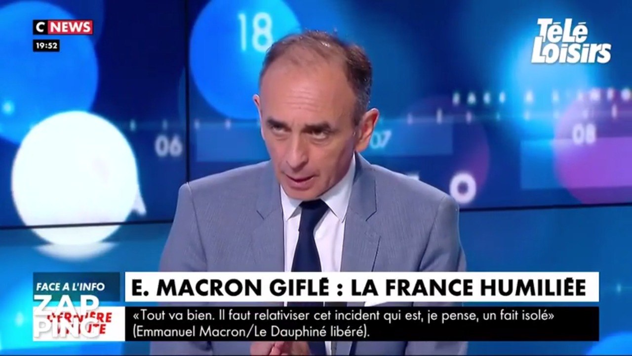 "On ne gifle pas quelqu'un qui est respecté" : Eric Zemmour réagit à la claque reçue par Emmanuel Macron