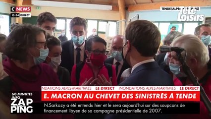 Emmanuel Macron interpellé par une habitante touché par les intempéries dans le Sud