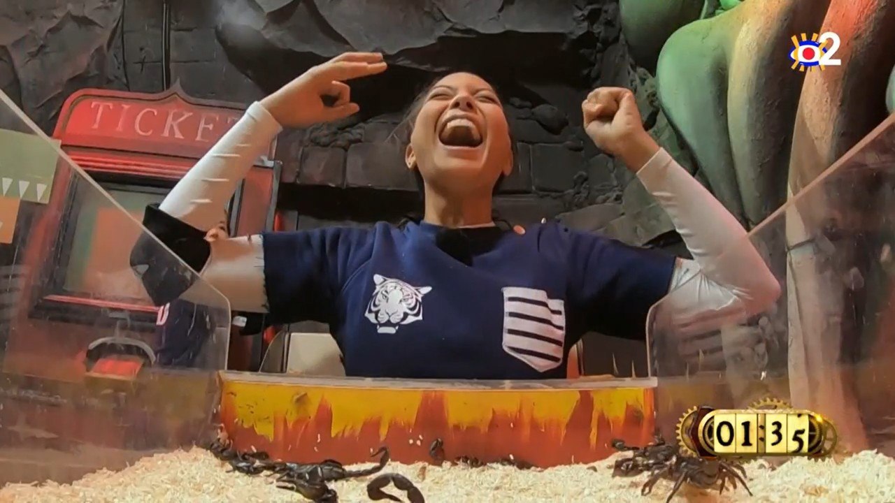 Vaimalama Chaves : terrifiée par des scorpions, elle hurle dans le train fantôme de Fort Boyard