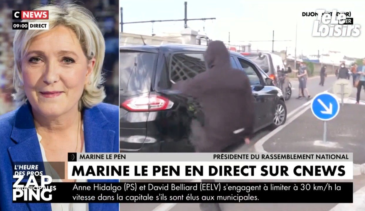 Les images des violences contre Marine Le Pen à Dijon