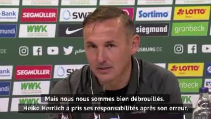 26e j. - Zeller (Augsbourg) : "L'absence de notre entraineur n'est pas la cause de notre défaite"