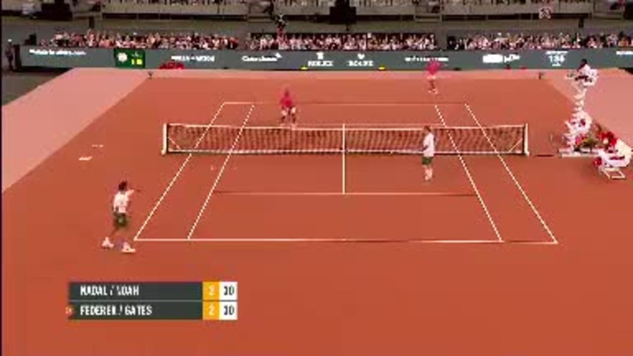 Match for Africa - La volée gagnante de Bill Gates face à Nadal au terme d'un rallye dingue