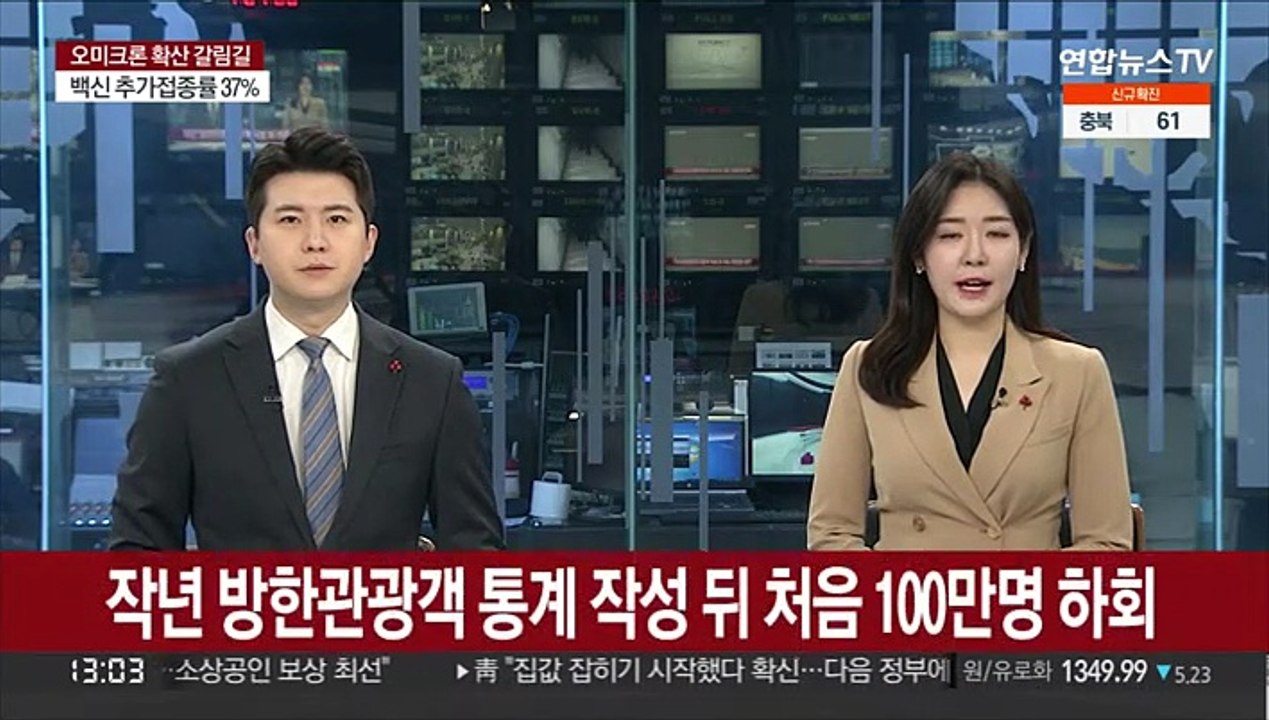 작년 방한관광객 통계 작성 뒤 처음 100만명 하회