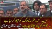 PML-N leader Shahid Khaqan Abbasi talks to media