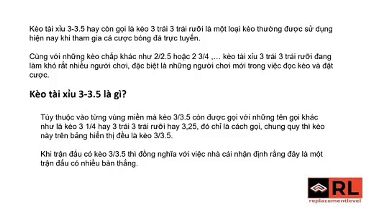 Kèo tài xỉu 3/3.5 là gì
