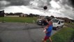 Dad Performs Basketball Trick Shots While Spending Time With His Kids in Driveway