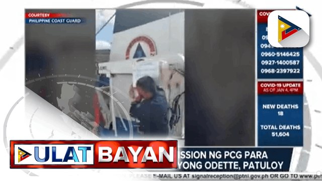 Relief Transport Mission ng PCG para sa mga biktima ng Bagyong Odette, patuloy - TESDA CALABARZON, nagkasa ng donation drive para sa mga biktima ng bagyo - Grocery packs mula Davao City, naipamahagi sa mga nasalanta ng bagyo - Nakumpiskang kahoy ng DENR D