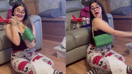 'Teenager's excitement knows no bounds when she gets surprised with her favorite bag '