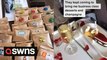 An air passenger treated all 40 members of her cabin crew to handmade, personalised gifts on a Christmas Day flight - and was given a Champagne party in return