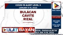 Bulacan, Cavite, at Rizal, isasailalim sa Alert Level 3 simula Jan. 5-15, 2022; Mga lalawigang apektado ng bagong Alert Level, nakahanda na