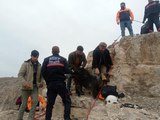Kayalıklarda mahsur kalan keçi kurtarıldı
