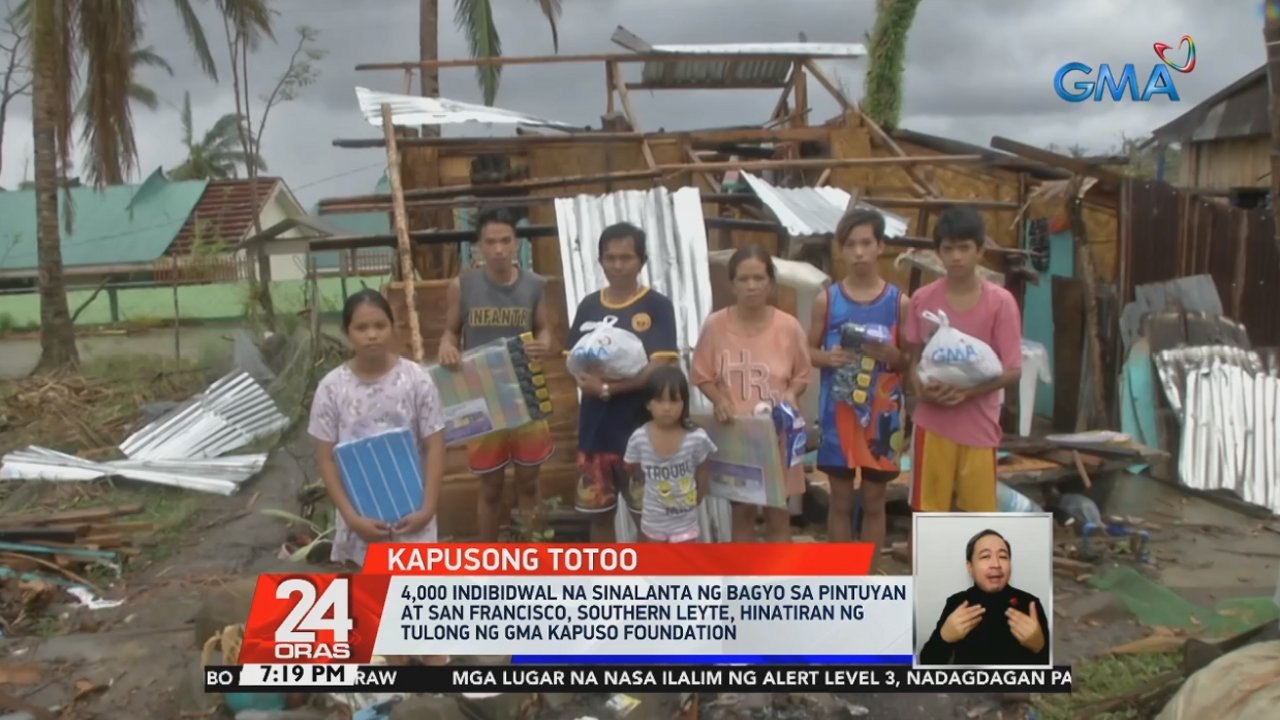 4,000 indibidwal na sinalanta ng bagyo sa Pintuyan at San Francisco, Southern Leyte, hinatiran ng tulong ng GMA Kapuso Foundation | 24 Oras