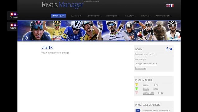 Emission spéciale Rivals Manager ouverture inscriptions