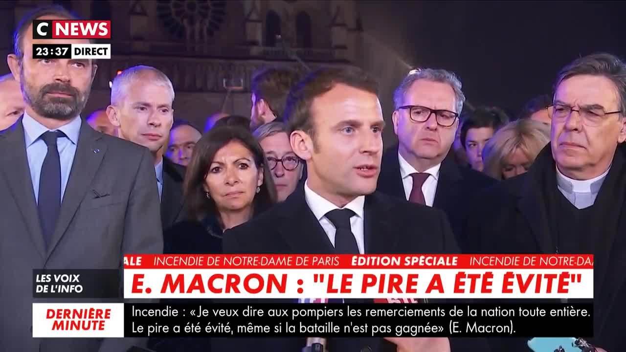 Incendie à Notre-Dame de Paris : très ému, Emmanuel Macron lance une souscription nationale pour reconstruire la cathédrale