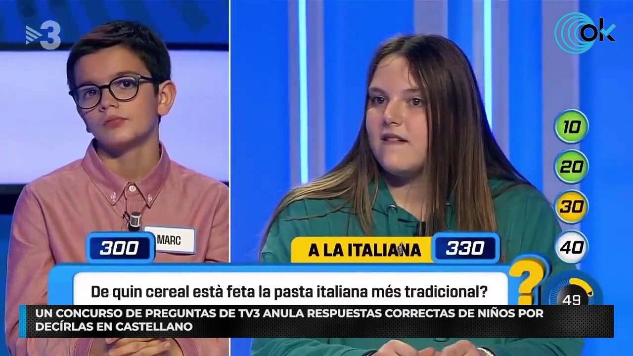Un concurso de preguntas de TV3 anula respuestas correctas de niños por decírlas en castellano