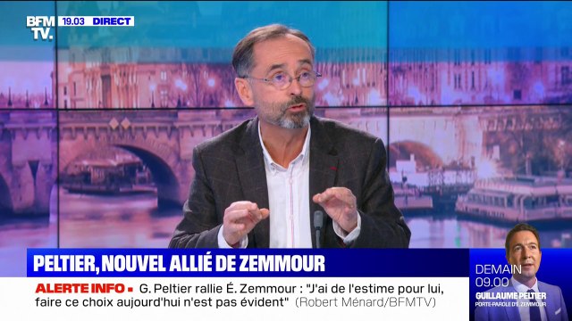 Robert Ménard se dit pas d'accord avec le choix de Guillaume Peltier de rejoindre Éric Zemmour mais le respecte