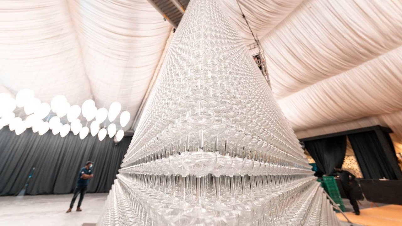 This Dubai Hotel Hit a Guinness World Record for Largest Champagne Glass Pyramid — See It