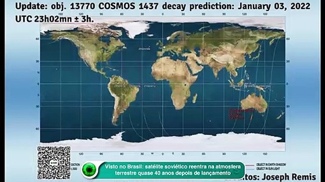 Visto no Brasil: satélite soviético reentra na atmosfera terrestre quase 40 anos depois do lançamento