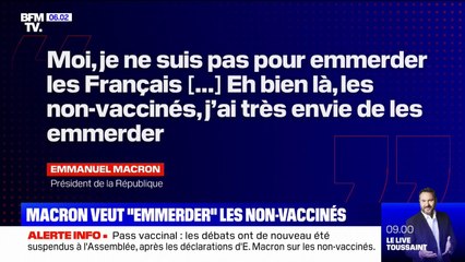 "Les non-vaccinés, j'ai très envie de les emmerder": les propos d'Emmanuel Macron créent la polémique au sein de la classe politique