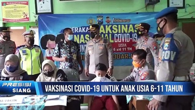 Polresta Sidoarjo Tinjau Gerai Vaksinasi Anak Umur 6-11 Tahun di SDN Magersari