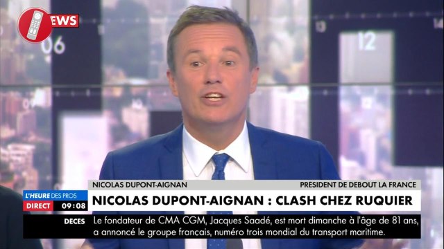 ONPC : Nicolas Dupont-Aignan assume son clash et qualifie Christine Angot et Laurent Ruquier de hyènes