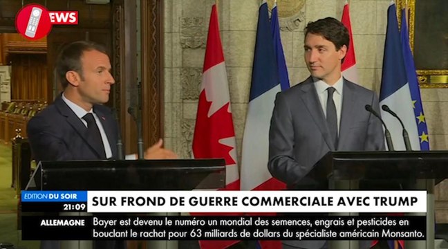 Avant le G7, Emmanuel Macron et Justin Trudeau font bloc contre Donald Trump