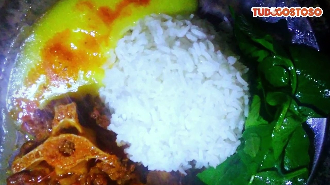 Rabada com polenta e agrião