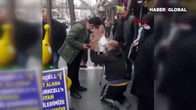 Gaziantep'te zabıtayı gören dilenci böyle ayaklandı