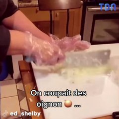 Ce pauvre chat déteste la coupe des oignons