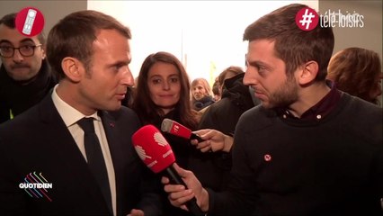 Le président Emmanuel Macron fait la leçon au journaliste de Quotidien