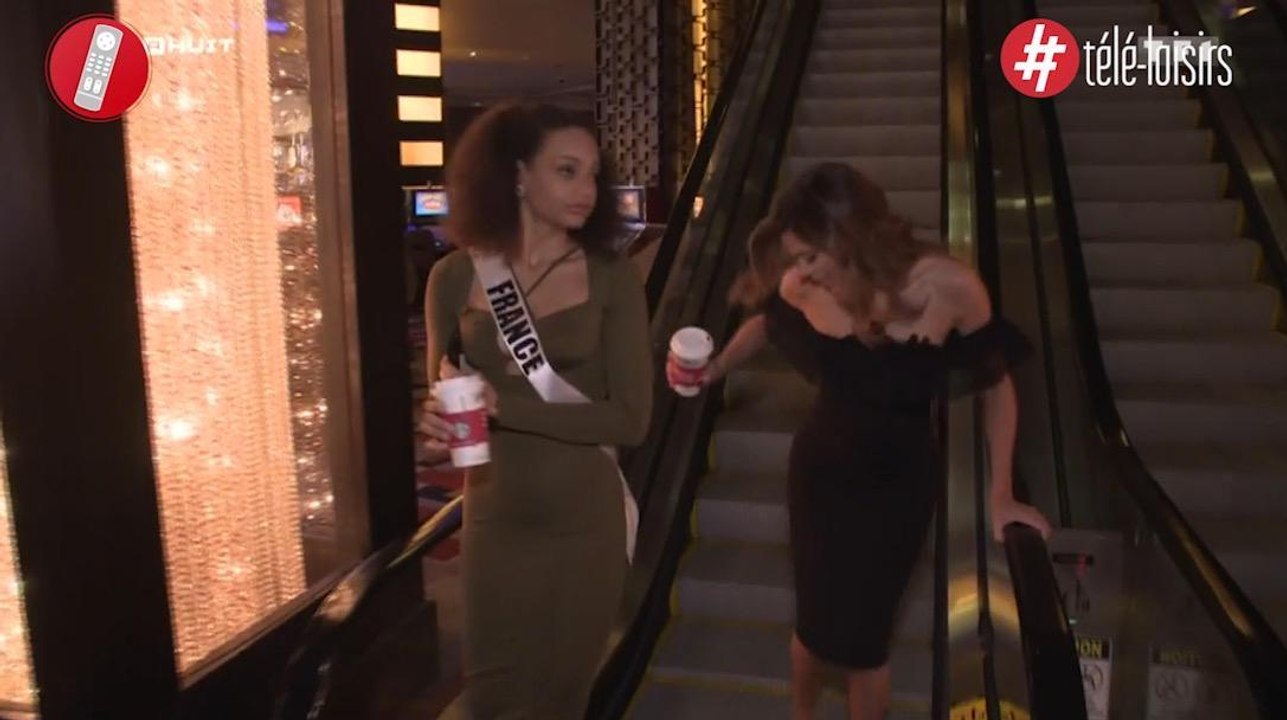 Zapping chutes : Iris Mittenaere coince son talon et évite une violente chute