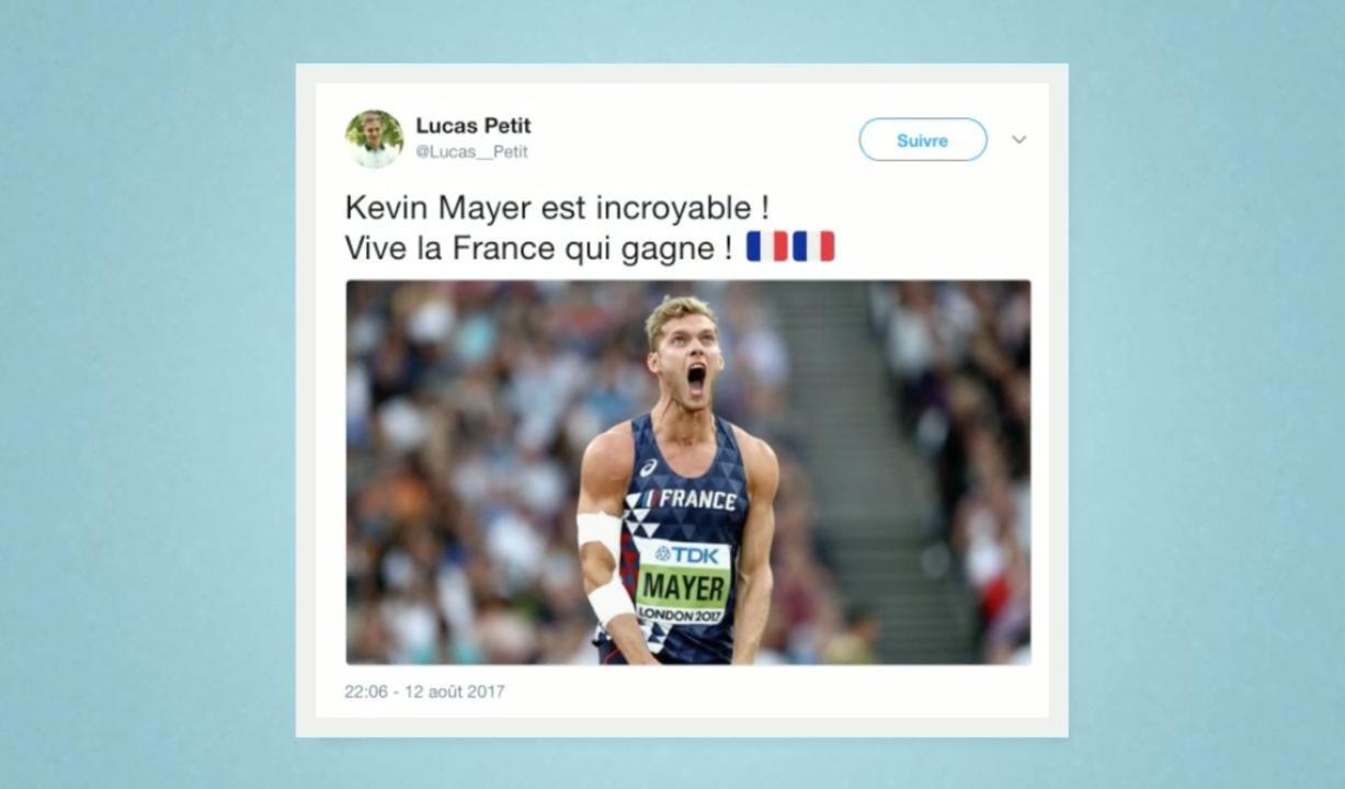 Kevin Mayer médaillé d'or à Londres et couvert de louanges sur Twitter