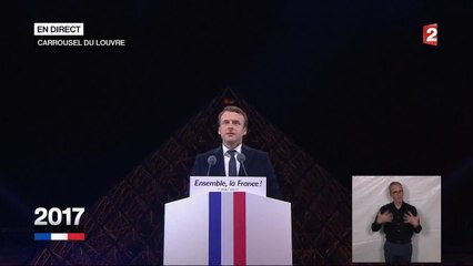 Le début du discours d'Emmanuel Macron au Louvre après son élection