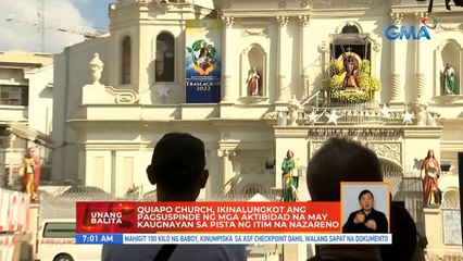 Quiapo church, ikinalungkot ang pagsuspinde ng mga aktibidad na may kaugnayan sa Pista ng Itim na Nazareno | UB