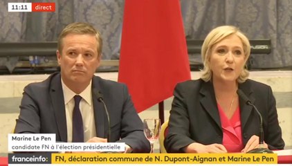 Marine Le Pen : "Je nommerais Nicolas Dupont-Aignan premier ministre de la France"