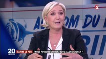 Marine Le Pen tacle Emmanuel Macron et les journalistes au 20 h de France 2