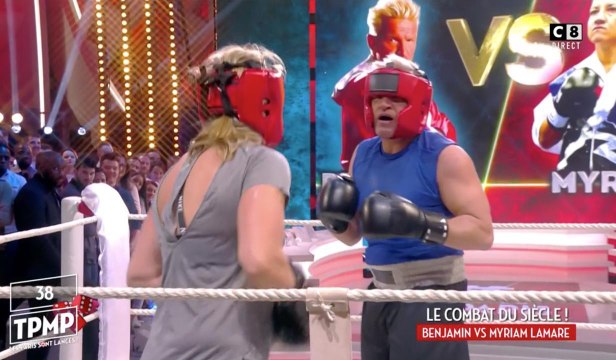 Benjamin Castaldi laminé par la championne de boxe Myriam Lamare dans TPMP Les Paris sont lancés